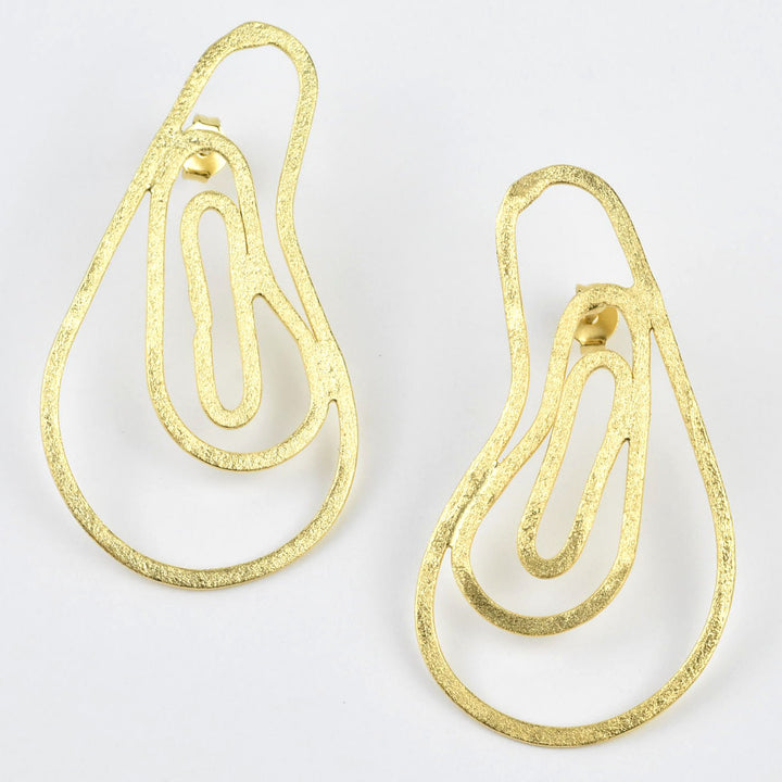 Scribble Post Earrings in Gold Tone - Goldmakers Fine Jewelry