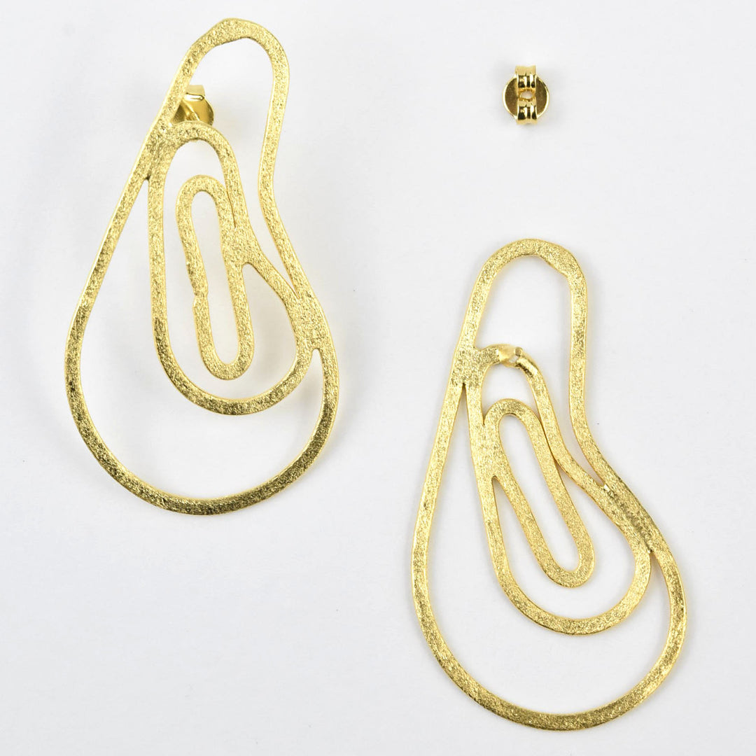 Scribble Post Earrings in Gold Tone - Goldmakers Fine Jewelry