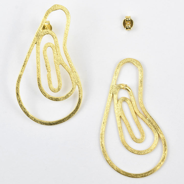Scribble Post Earrings in Gold Tone - Goldmakers Fine Jewelry