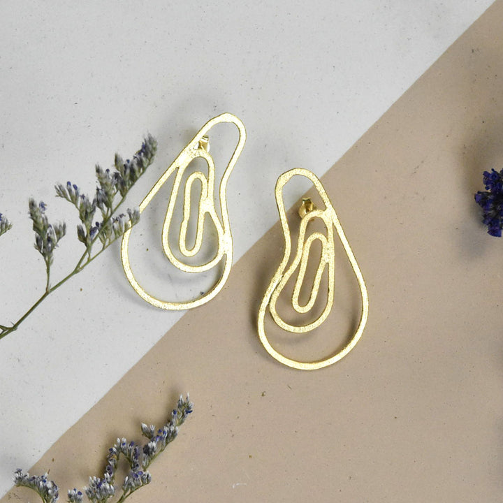 Scribble Post Earrings in Gold Tone - Goldmakers Fine Jewelry