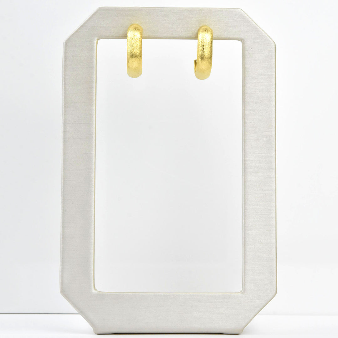 Square Textured Gold Tone Hoops - Goldmakers Fine Jewelry