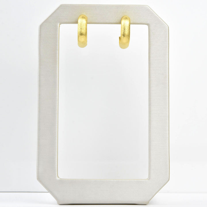 Square Textured Gold Tone Hoops - Goldmakers Fine Jewelry