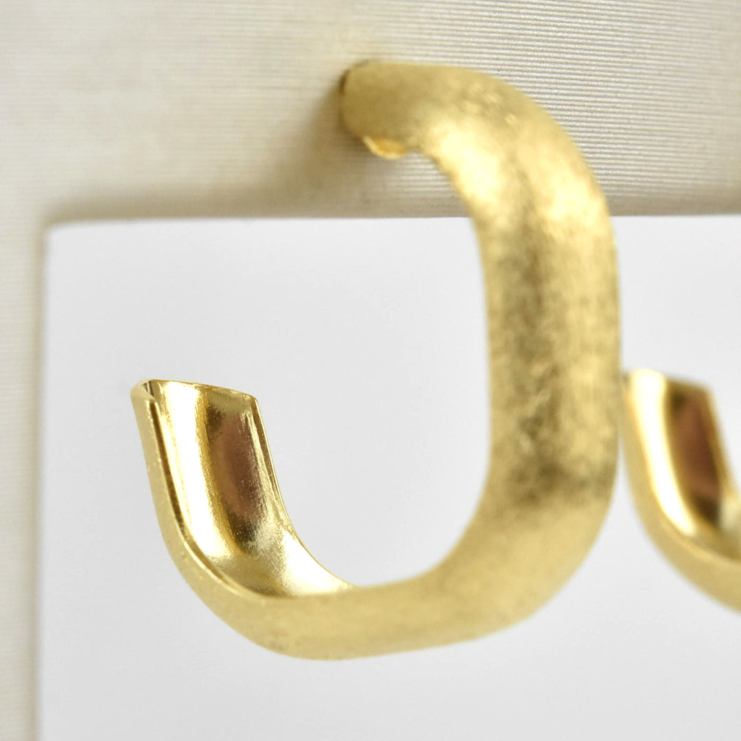 Square Textured Gold Tone Hoops - Goldmakers Fine Jewelry