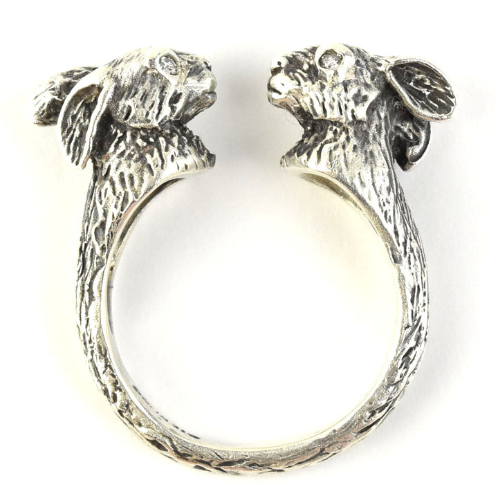 Lucky Rabbits Ring in Silver with Diamonds - Goldmakers Fine Jewelry