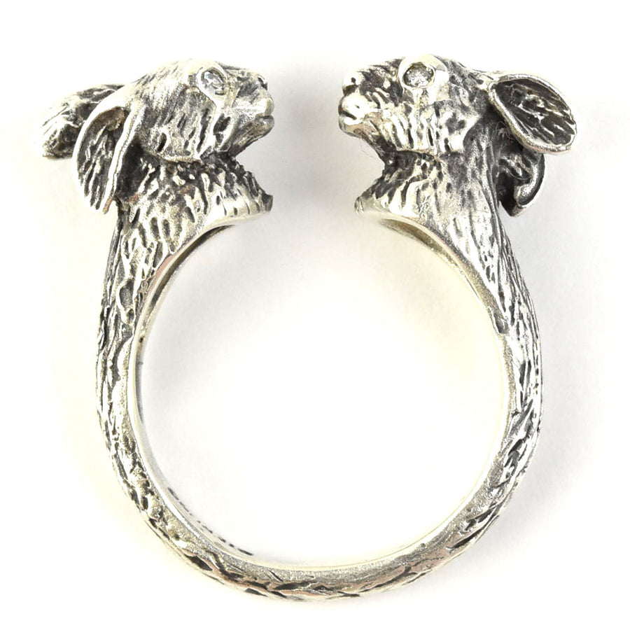 Lucky Rabbits Ring in Silver with Diamonds - Goldmakers Fine Jewelry