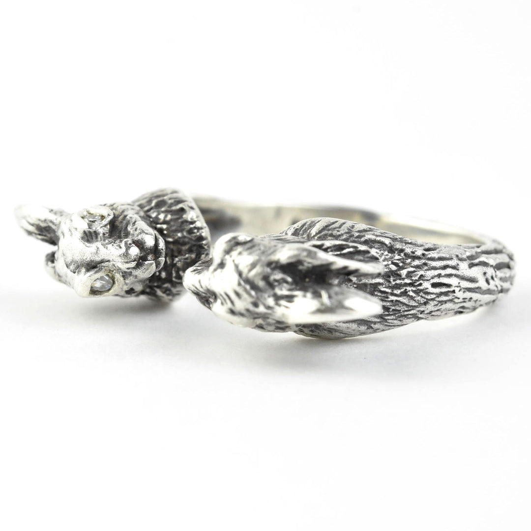 Lucky Rabbits Ring in Silver with Diamonds - Goldmakers Fine Jewelry