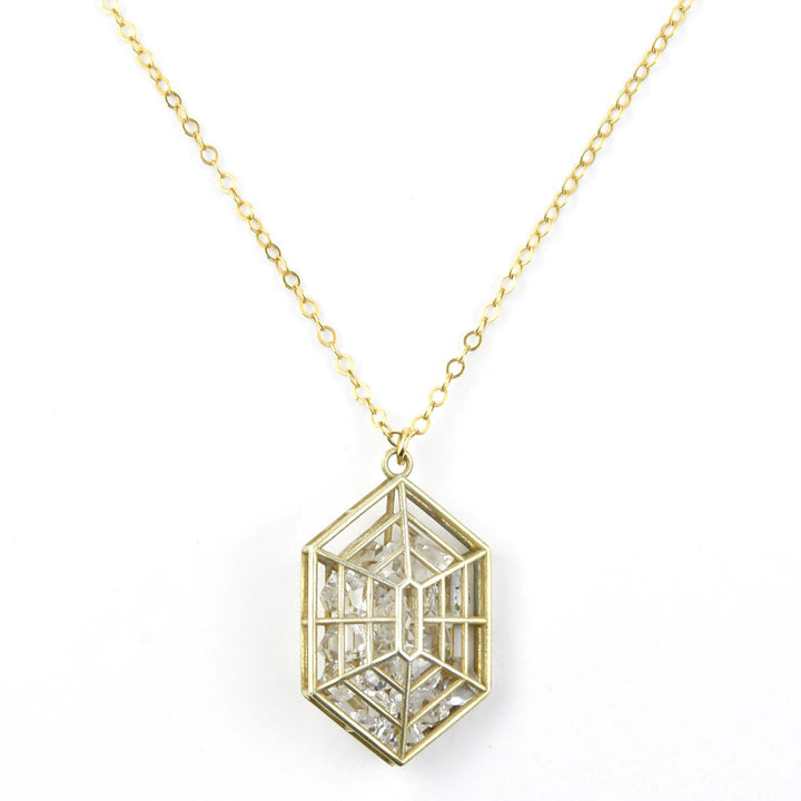 Crystal Cage Necklace in Vermeil - Goldmakers Fine Jewelry