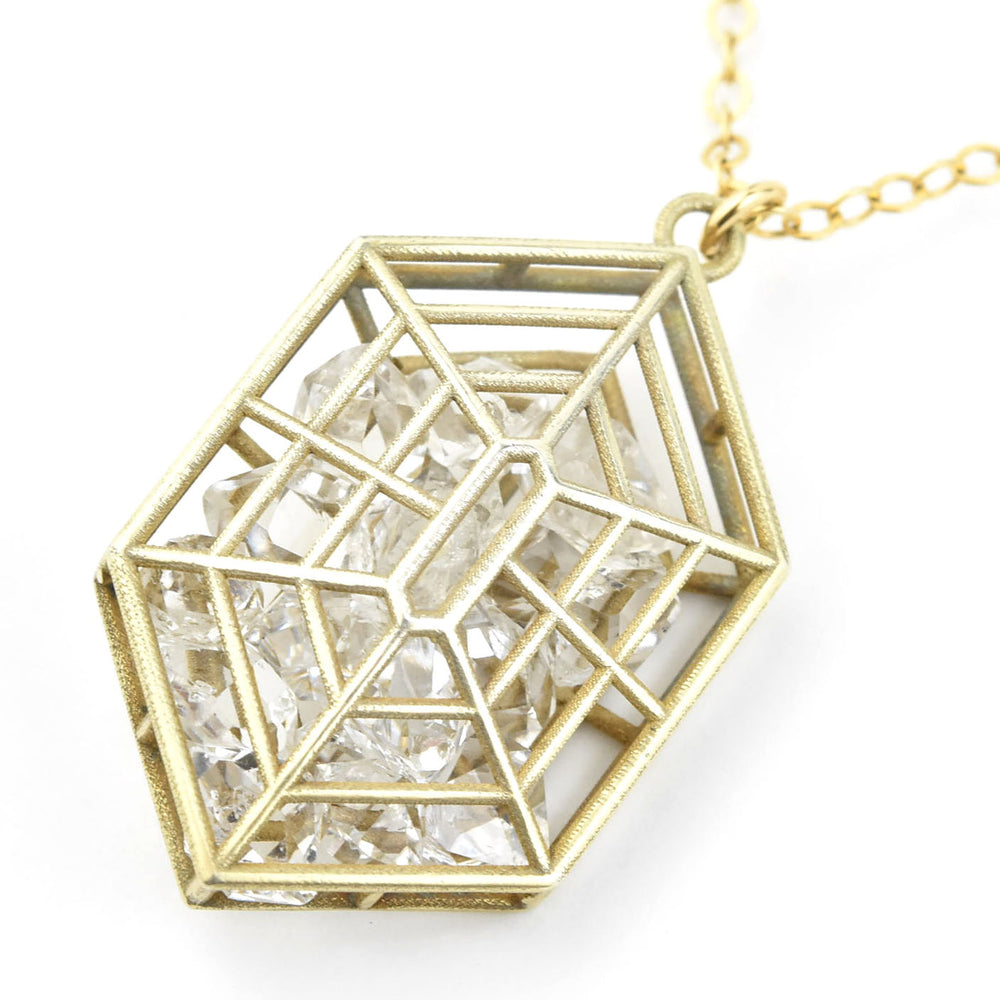 Crystal Cage Necklace in Vermeil - Goldmakers Fine Jewelry