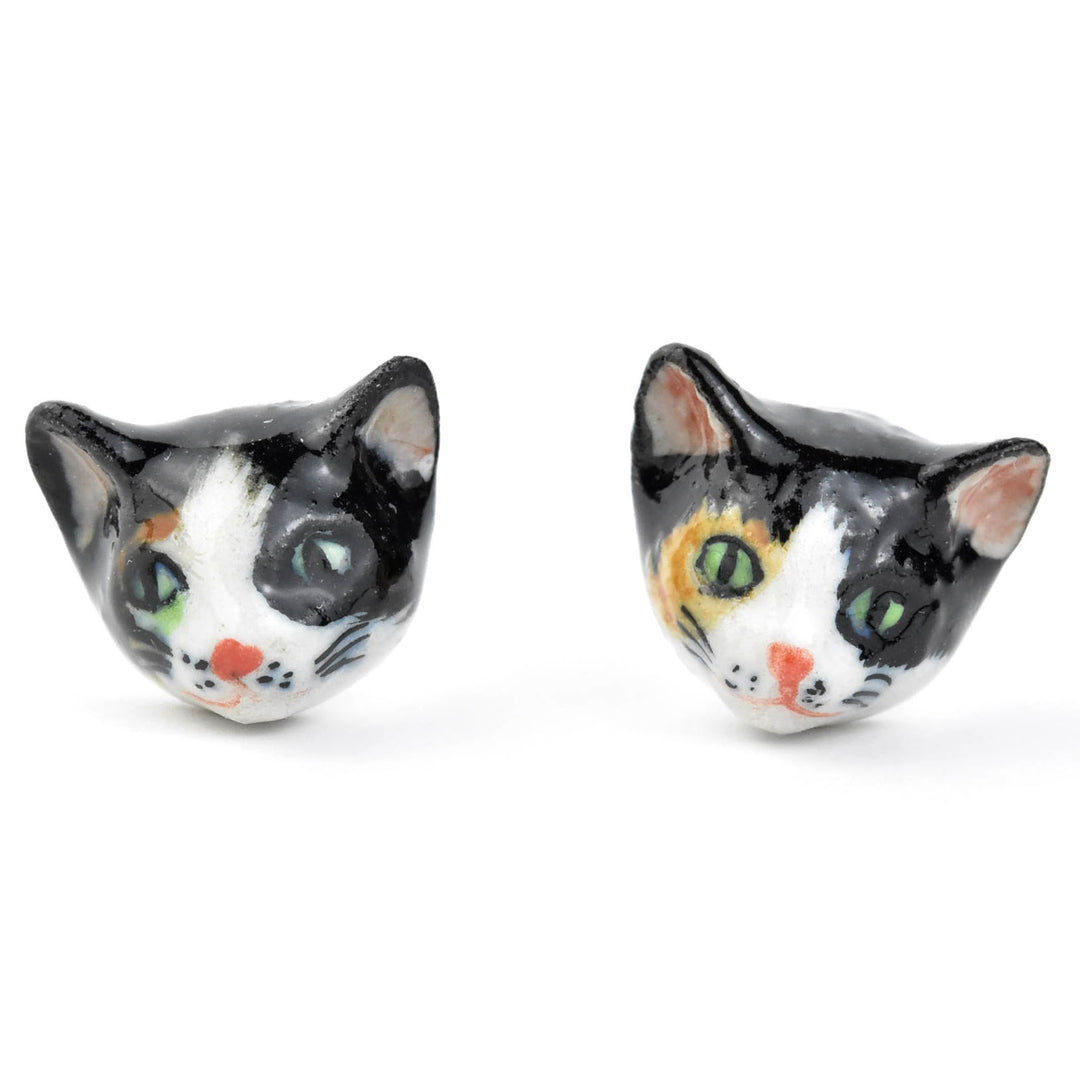 Calico Kitty Post Earrings - Goldmakers Fine Jewelry