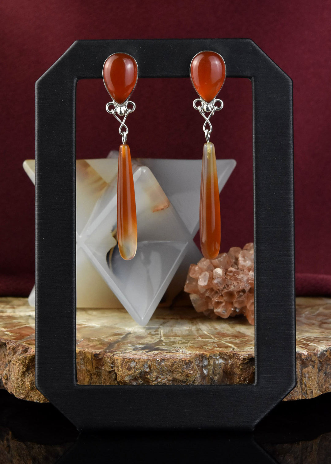 Carnelian Teardrop Statement Earrings