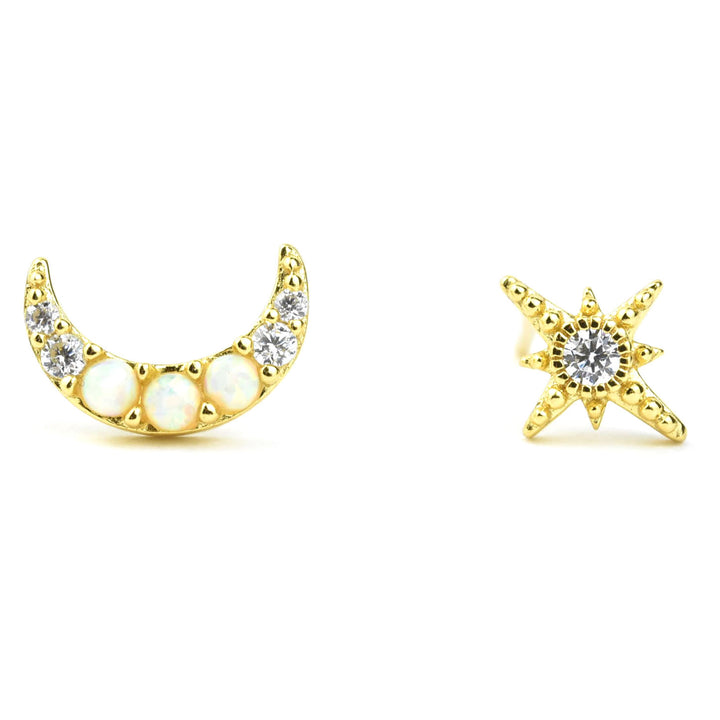 Opal & Cubic Zirconia Celestial Dream Studs - Goldmakers Fine Jewelry