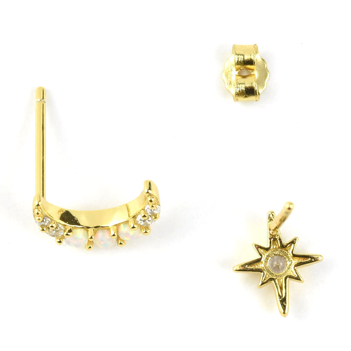 Opal & Cubic Zirconia Celestial Dream Studs - Goldmakers Fine Jewelry