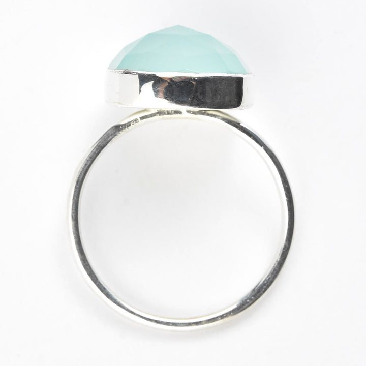Faceted Cushion Cut Gemstone Ring in Silver