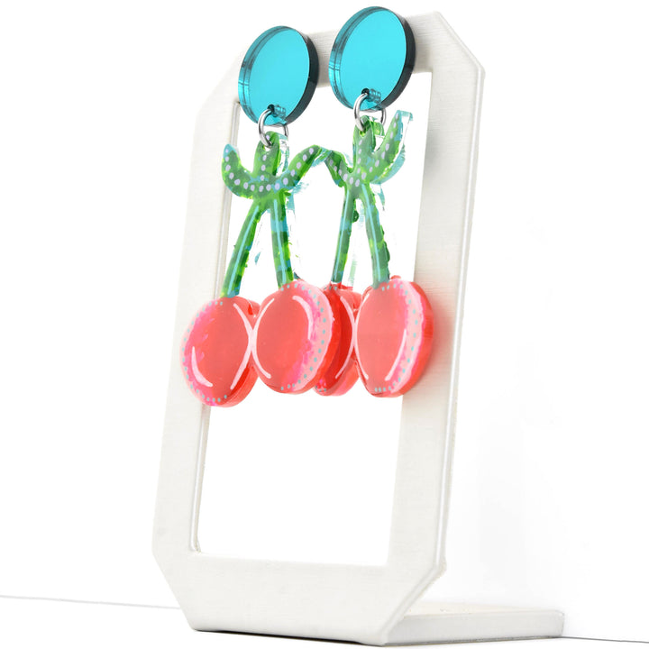 Red and Pink Cherry Earrings - Goldmakers Fine Jewelry