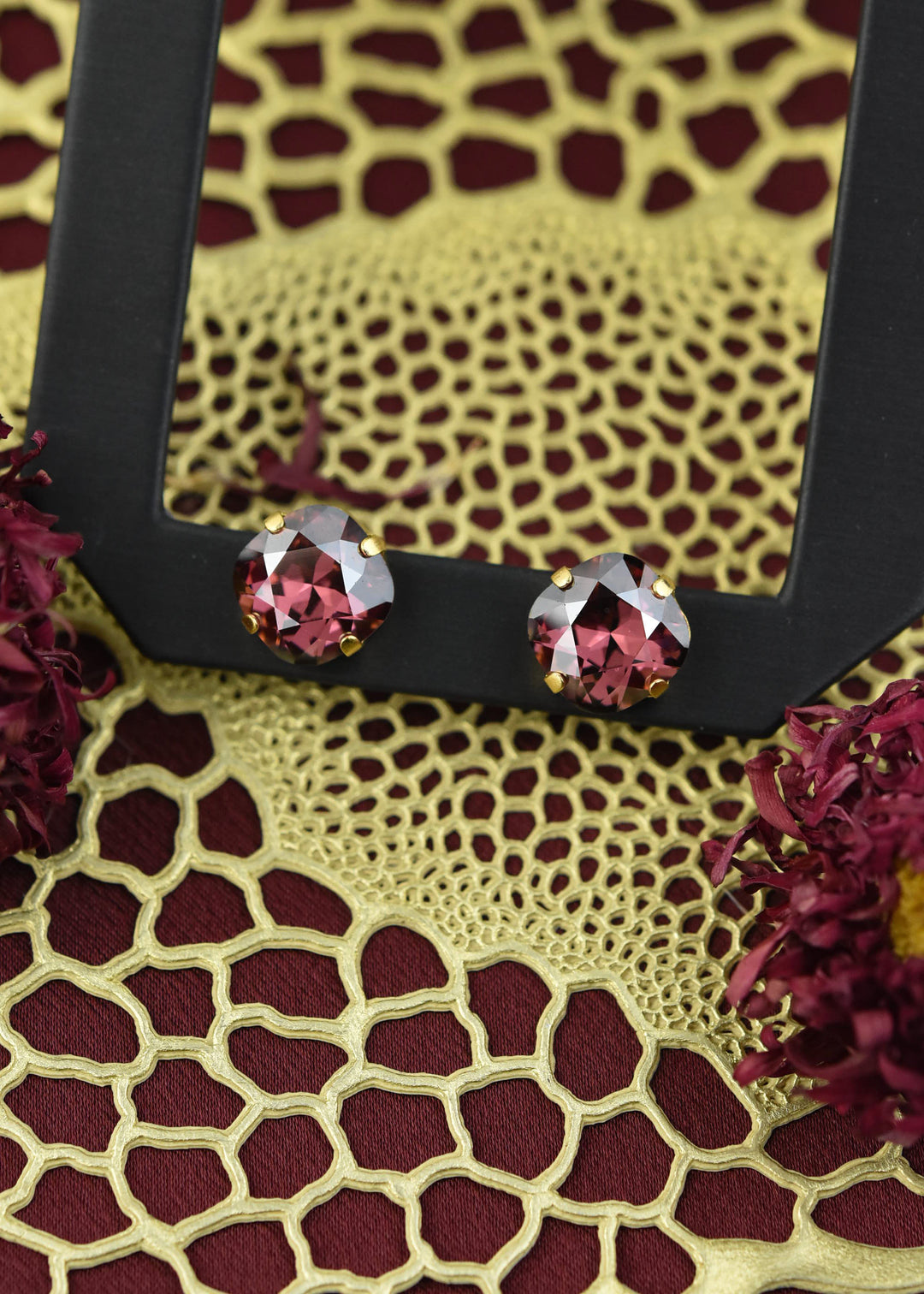 Classic Crystal Studs in Gold Plate - Goldmakers Fine Jewelry