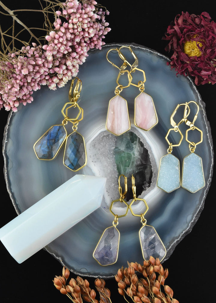 Amethyst Shield  Earrings - Goldmakers Fine Jewelry