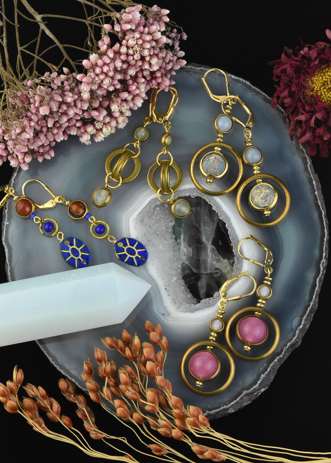 Blue Art Glass Dangles - Goldmakers Fine Jewelry