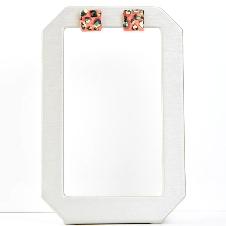 Colorful Leopard Square Studs - Goldmakers Fine Jewelry
