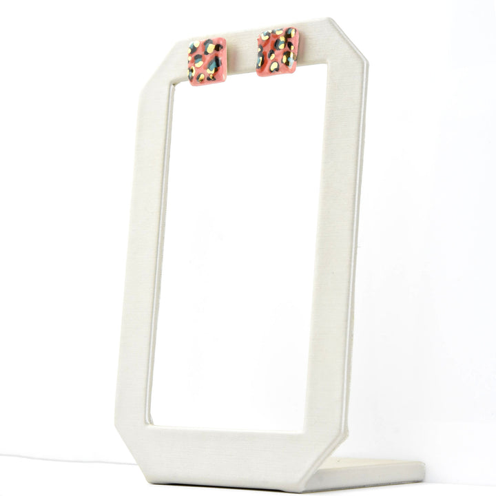 Colorful Leopard Square Studs - Goldmakers Fine Jewelry