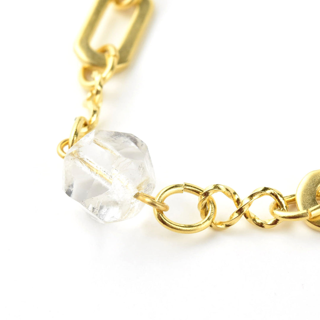 Crystal Bead Station Necklace with Chunky Chain - Goldmakers Fine Jewelry