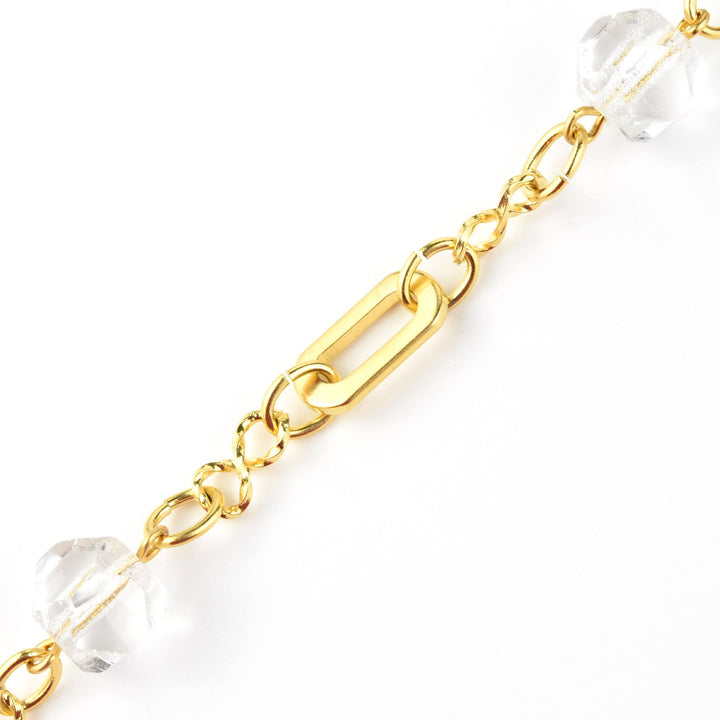 Crystal Bead Station Necklace with Chunky Chain - Goldmakers Fine Jewelry