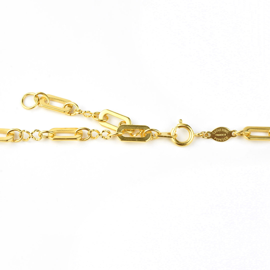 Crystal Bead Station Necklace with Chunky Chain - Goldmakers Fine Jewelry