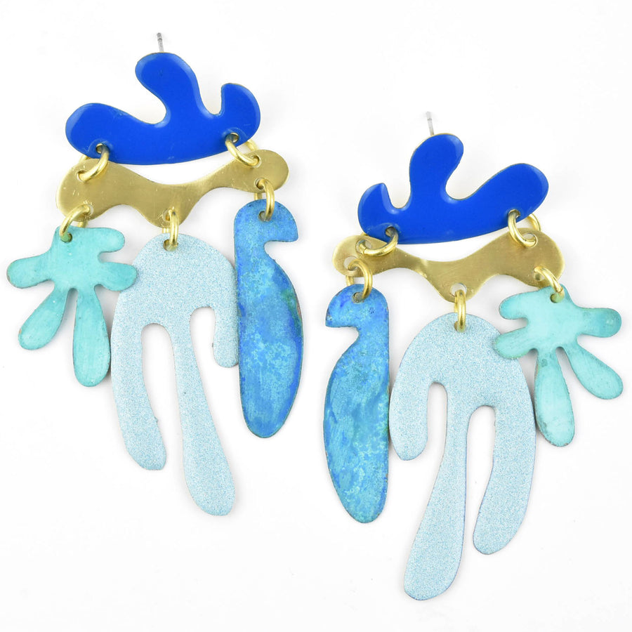 Cutout Earrings MD in Mix Blue - Goldmakers Fine Jewelry