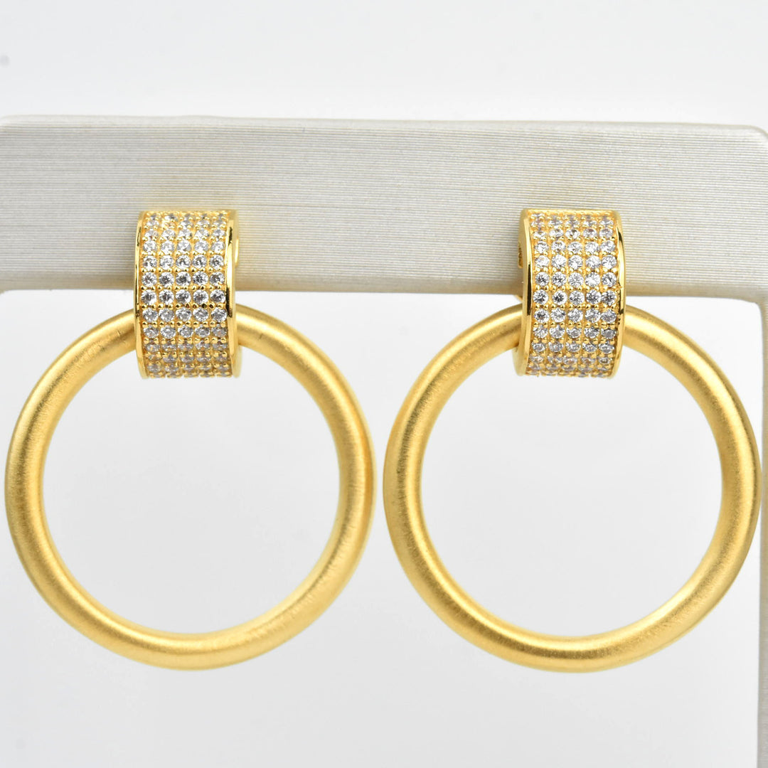 Petit Pave Drop Hoops - Goldmakers Fine Jewelry
