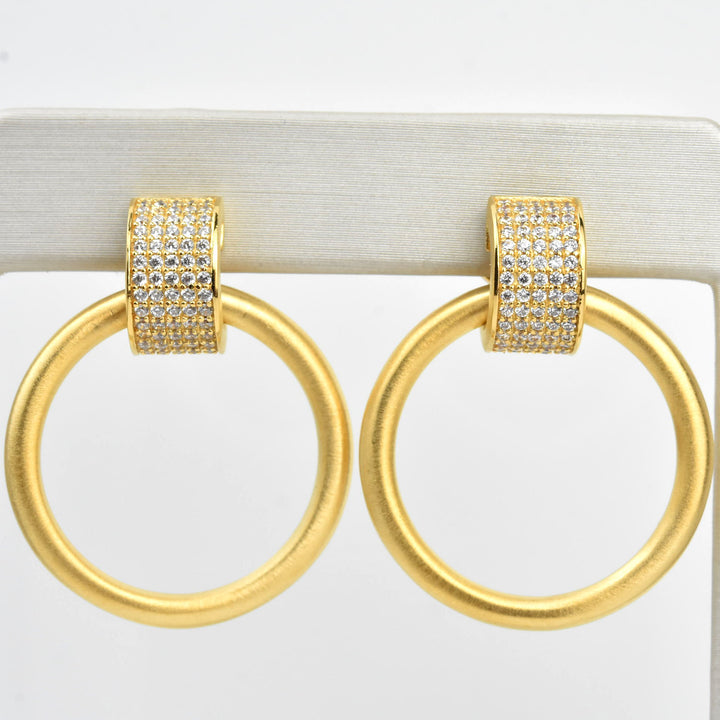 Petit Pave Drop Hoops - Goldmakers Fine Jewelry