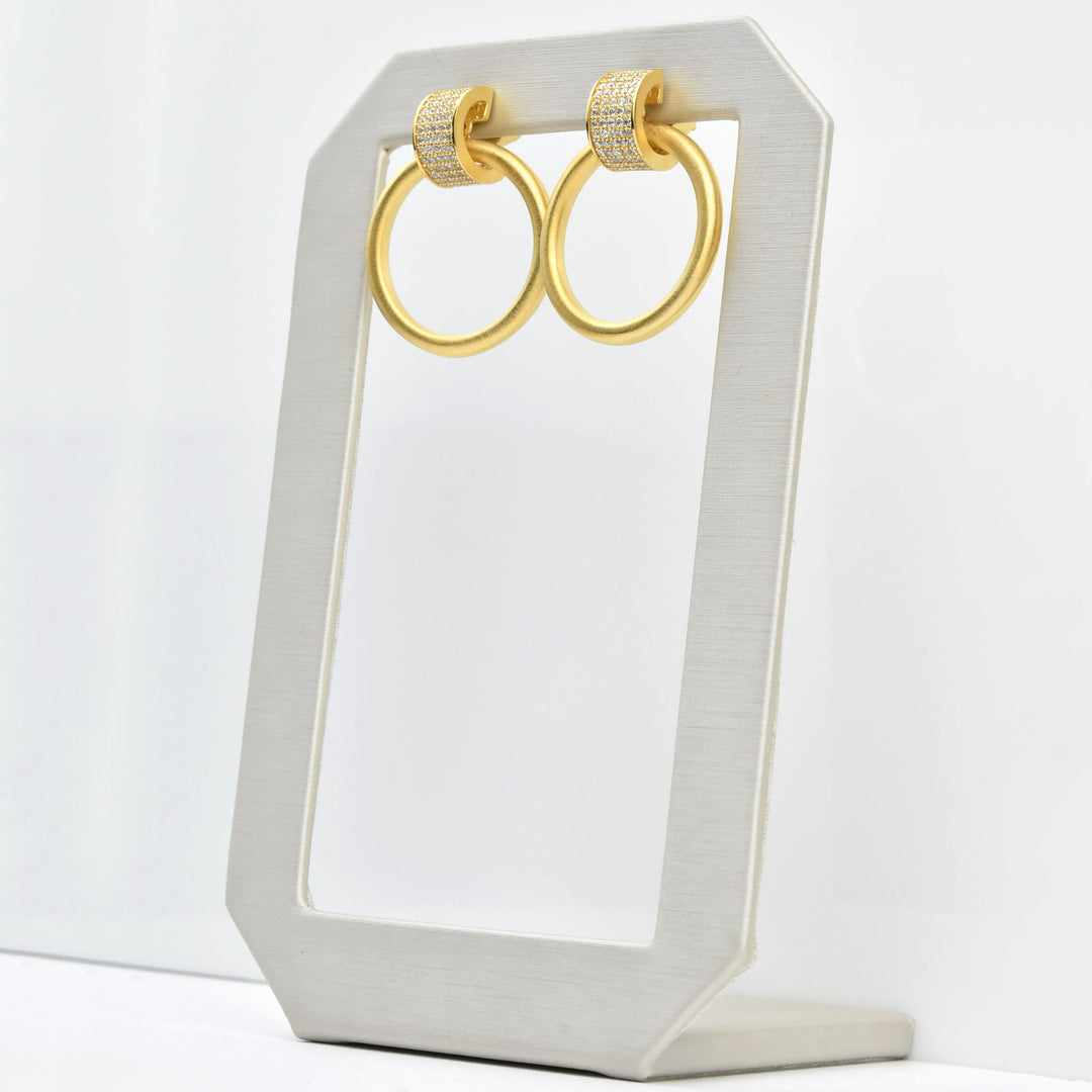 Petit Pave Drop Hoops - Goldmakers Fine Jewelry