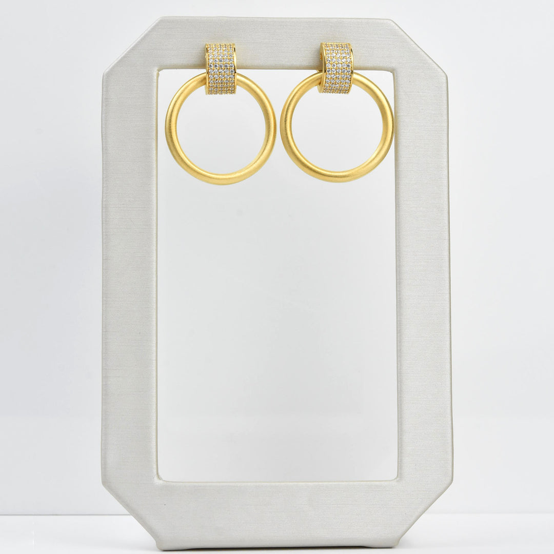 Petit Pave Drop Hoops - Goldmakers Fine Jewelry