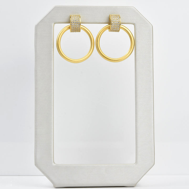Petit Pave Drop Hoops - Goldmakers Fine Jewelry