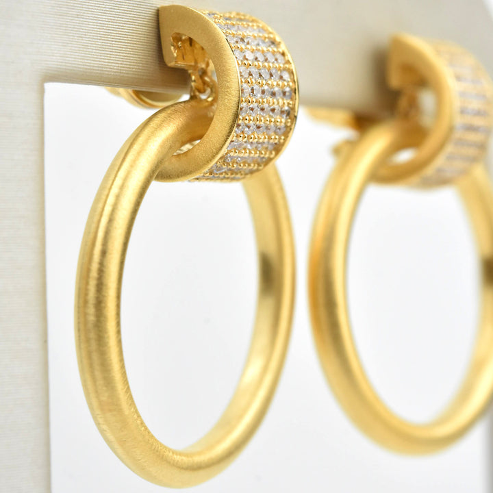 Petit Pave Drop Hoops - Goldmakers Fine Jewelry