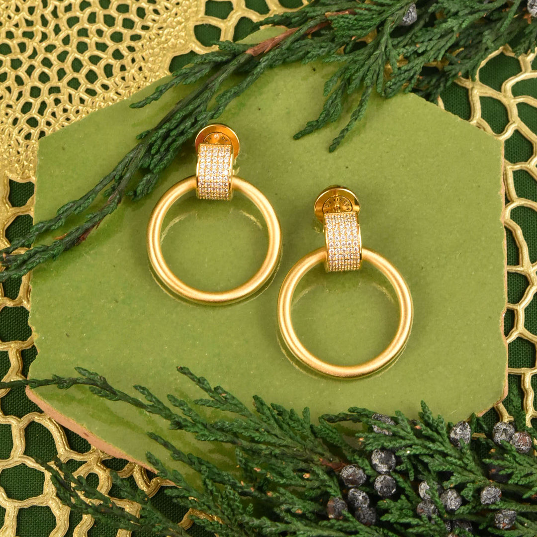 Petit Pave Drop Hoops - Goldmakers Fine Jewelry
