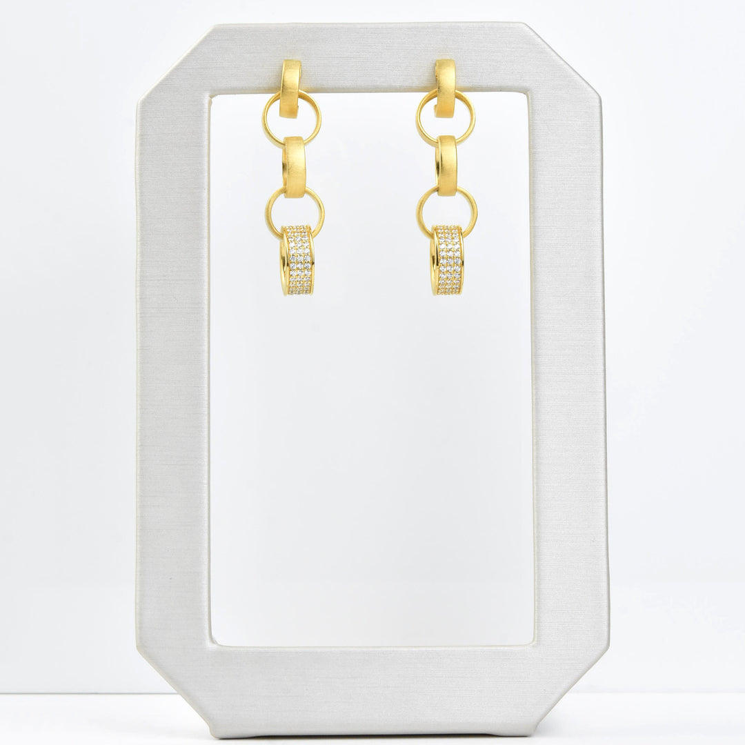 Petit Pave Statement Chain Earrings - Goldmakers Fine Jewelry