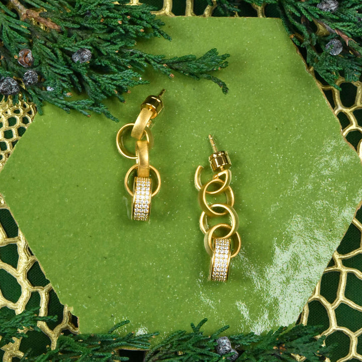 Petit Pave Statement Chain Earrings - Goldmakers Fine Jewelry