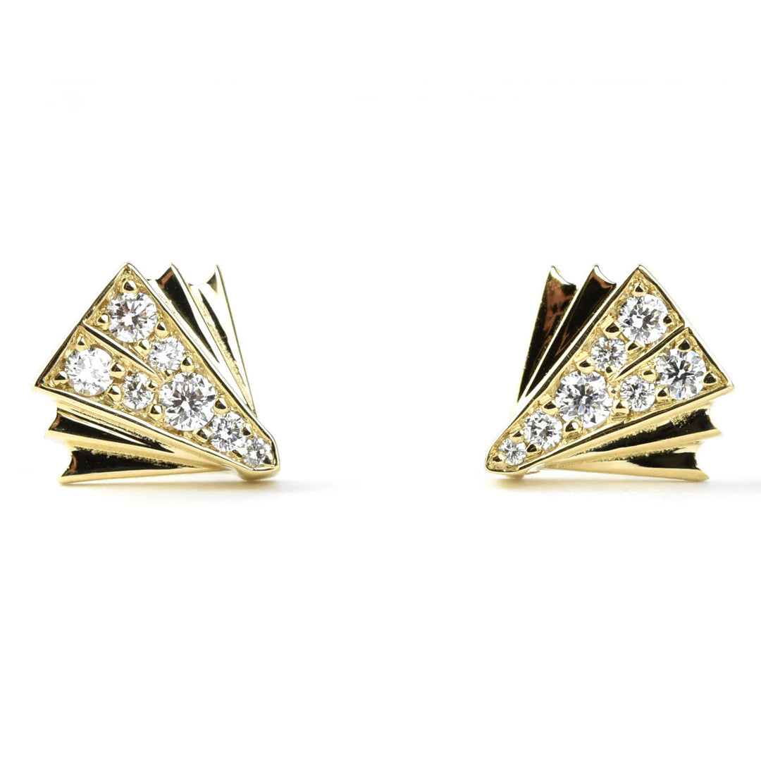 Deco Sans Diamond Fan Earrings, 14k - Goldmakers Fine Jewelry