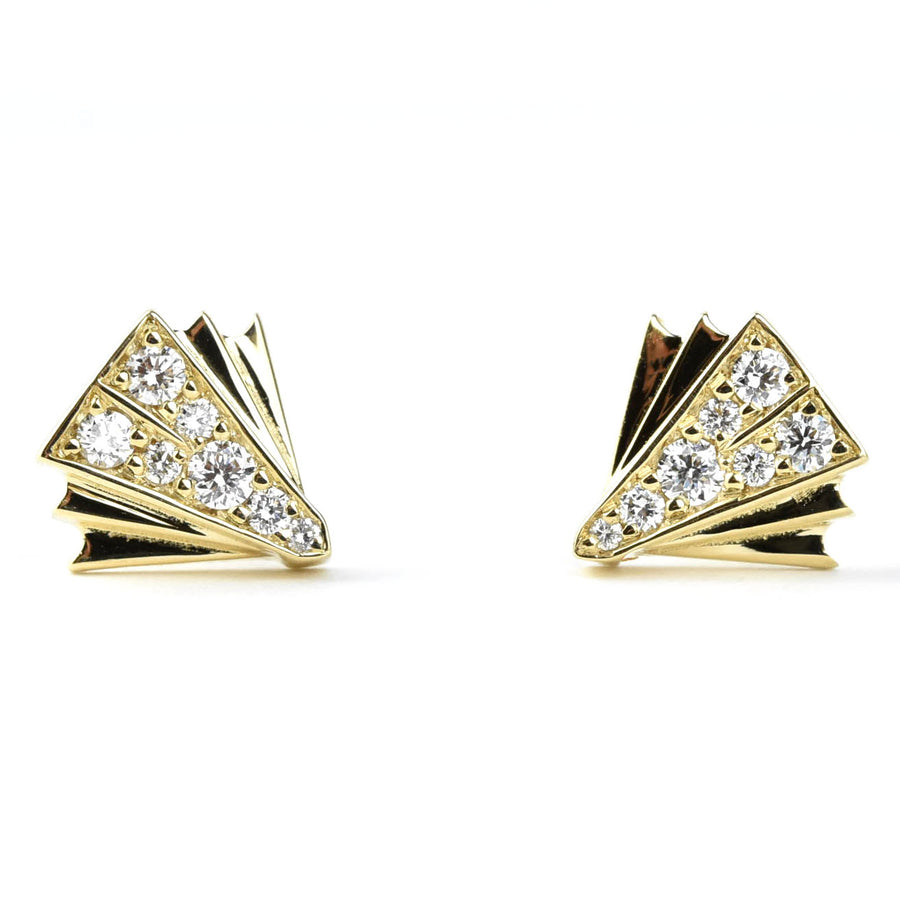 Deco Sans Diamond Fan Earrings, 14k - Goldmakers Fine Jewelry