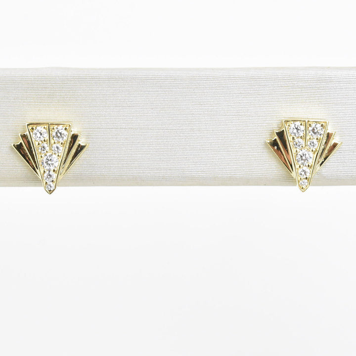 Deco Sans Diamond Fan Earrings, 14k - Goldmakers Fine Jewelry