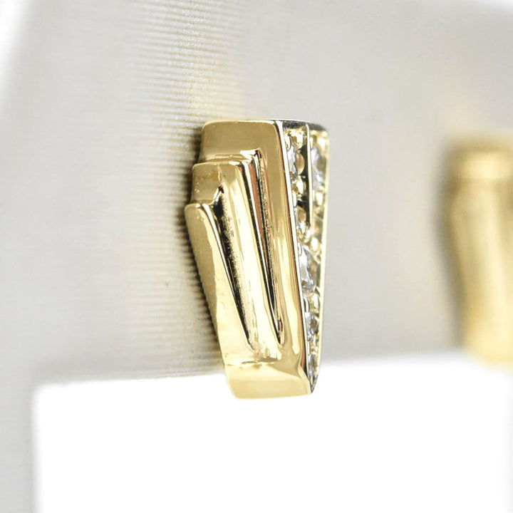 Deco Sans Diamond Fan Earrings, 14k - Goldmakers Fine Jewelry