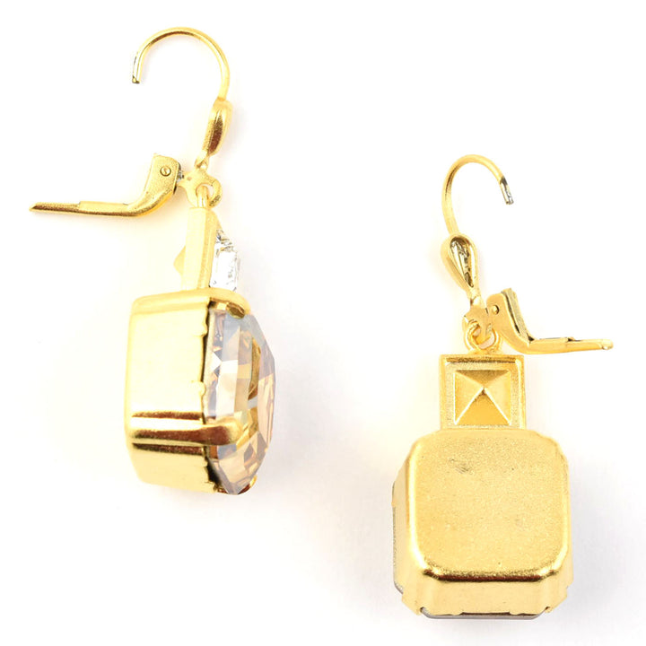 Champagne Crystal Two Stone Drops - Goldmakers Fine Jewelry