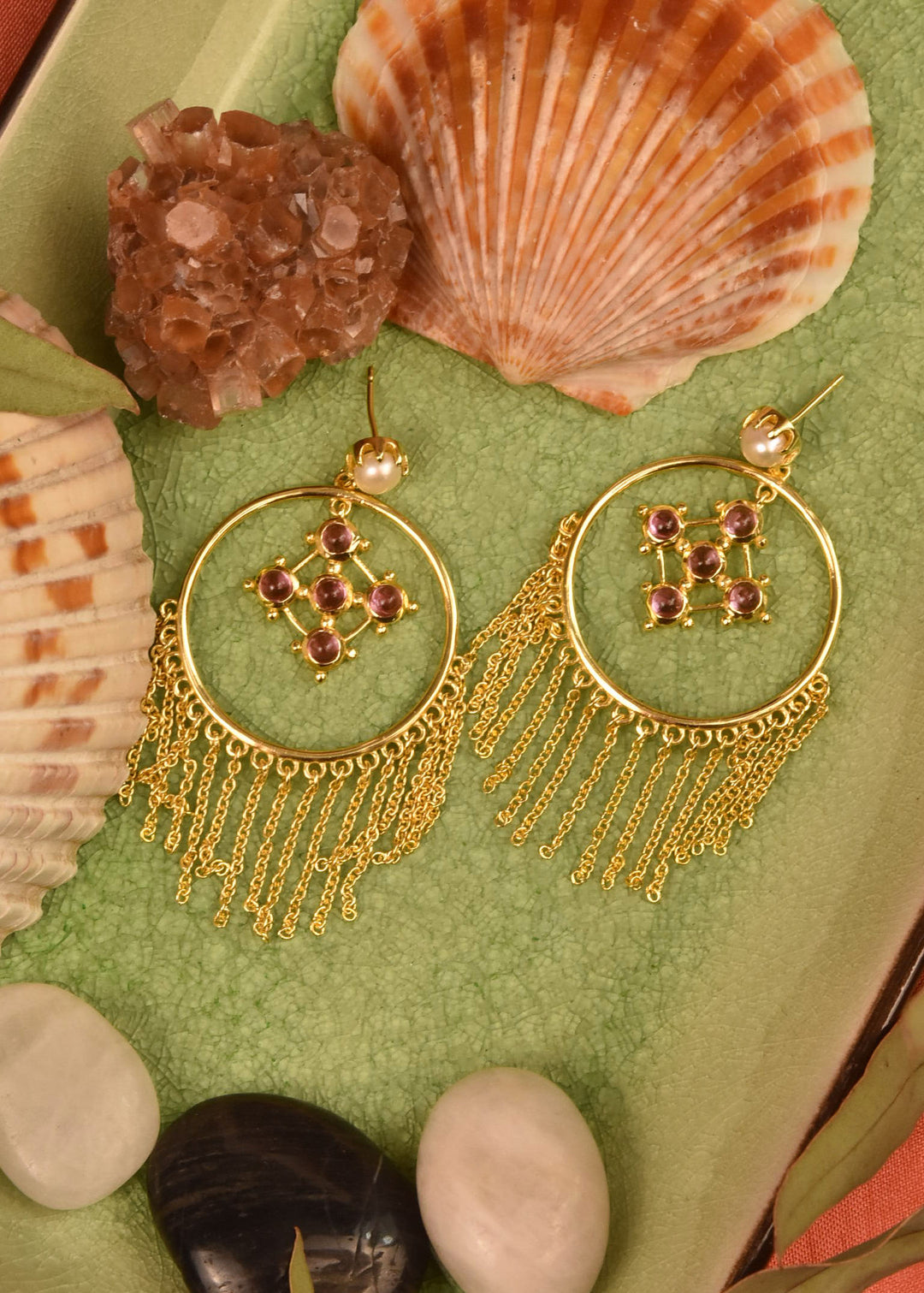 Madonna Earrings with Pink Tourmaline - Goldmakers Fine Jewelry