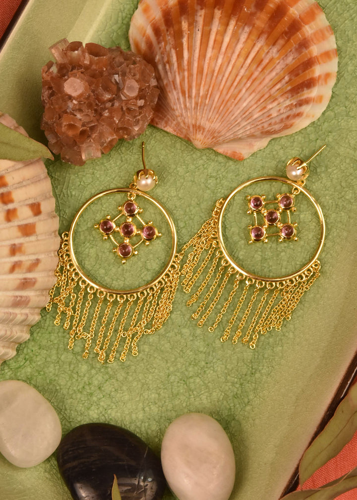 Madonna Earrings with Pink Tourmaline - Goldmakers Fine Jewelry
