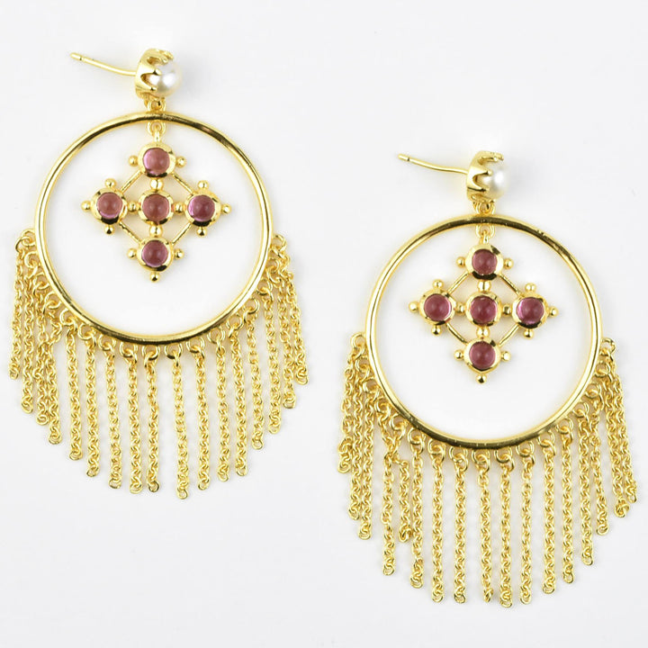 Madonna Earrings with Pink Tourmaline - Goldmakers Fine Jewelry