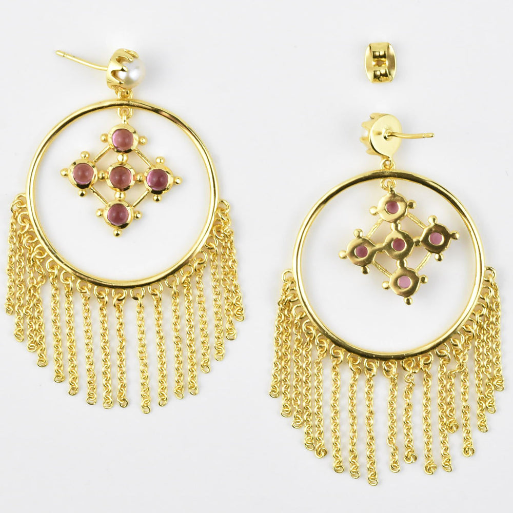 Madonna Earrings with Pink Tourmaline - Goldmakers Fine Jewelry