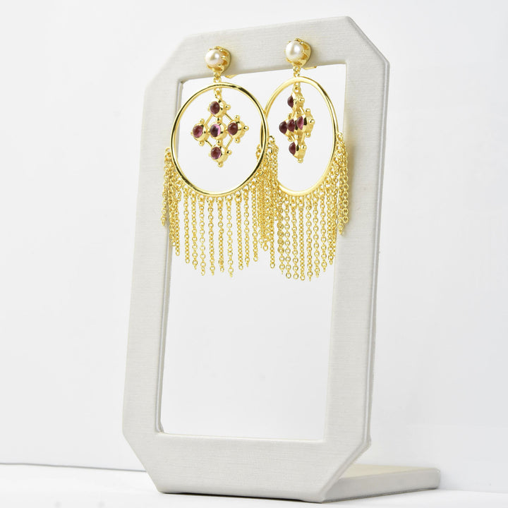 Madonna Earrings with Pink Tourmaline - Goldmakers Fine Jewelry