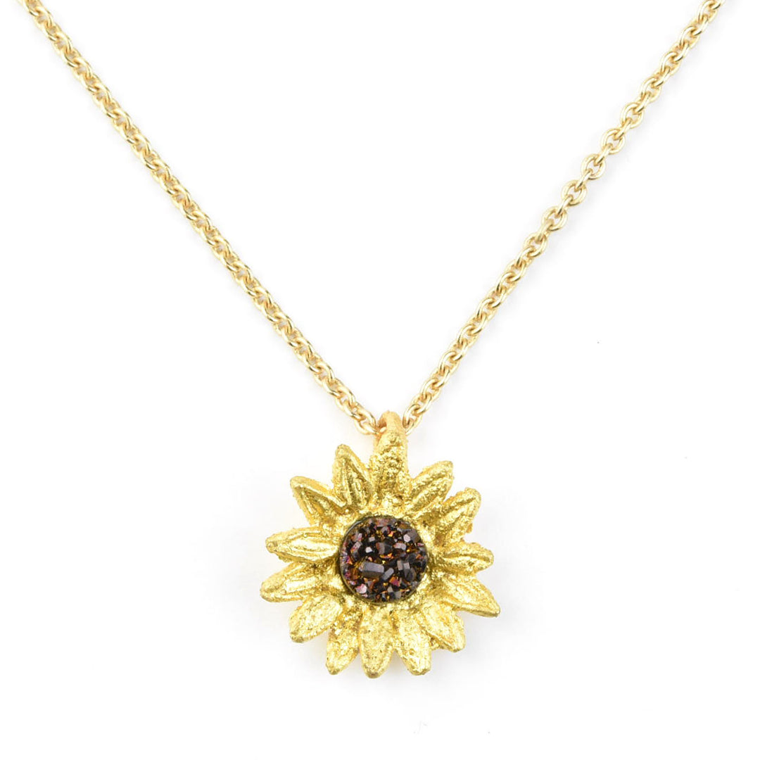 Sunflower Druzy Necklace - Goldmakers Fine Jewelry