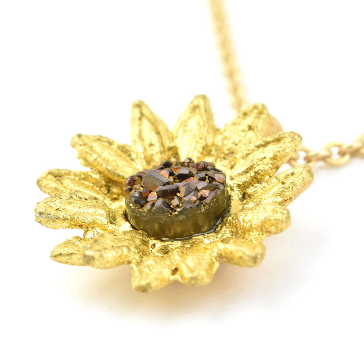 Sunflower Druzy Necklace - Goldmakers Fine Jewelry