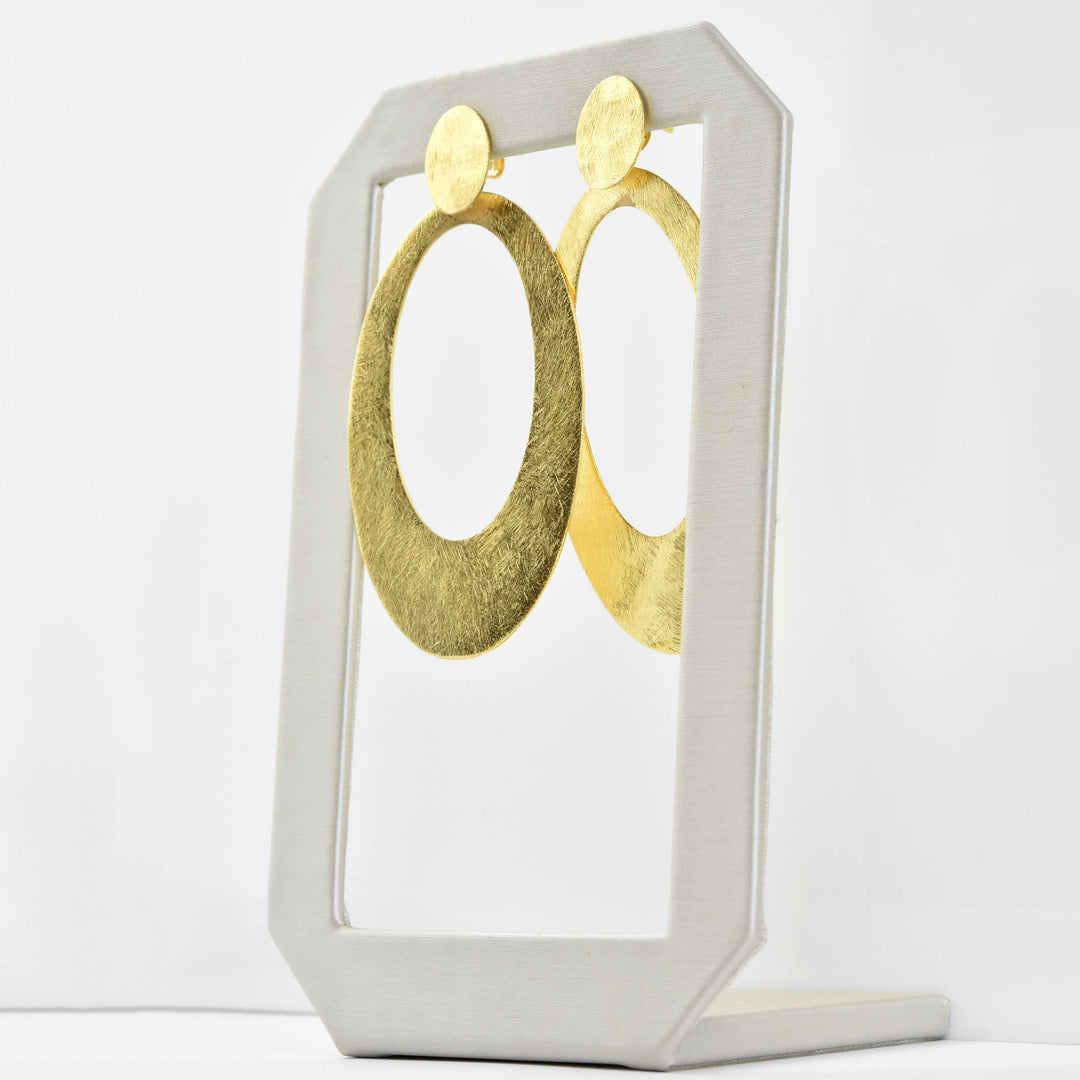 Small Elongated Tejo Earring in Gold Tone - Goldmakers Fine Jewelry