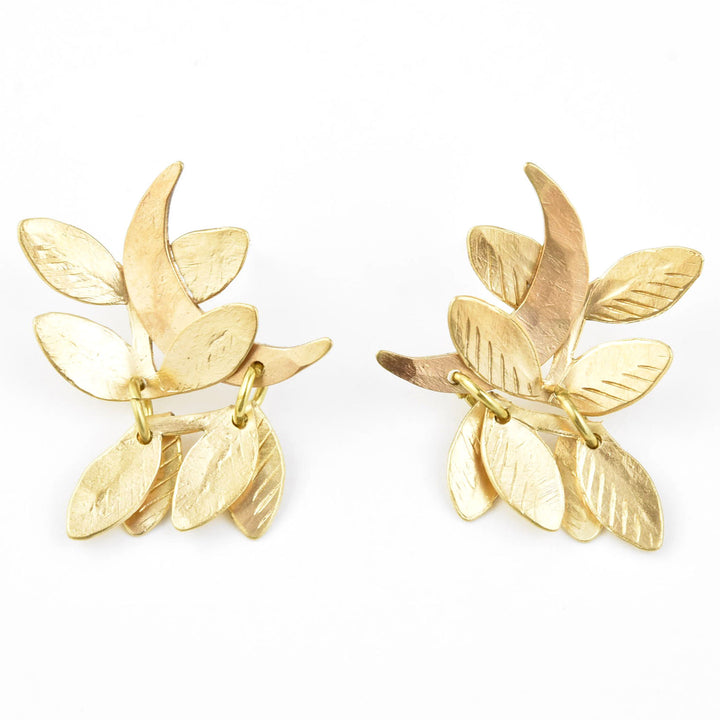 Fairy Crescent Leaf Moon Earrings - Goldmakers Fine Jewelry